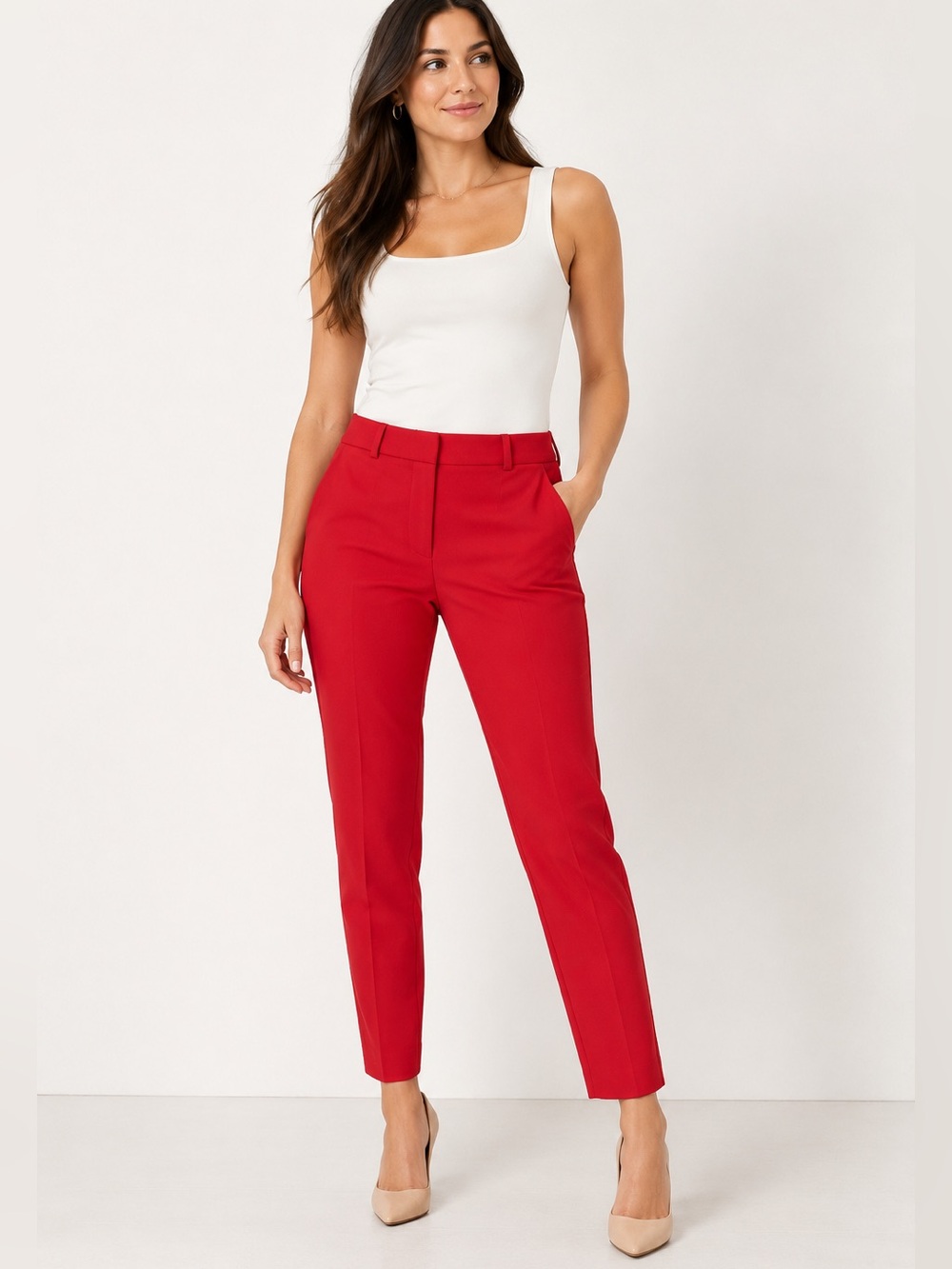Ann Taylor LOFT Red Stretch Slim Ankle Pants Size 6 ✨